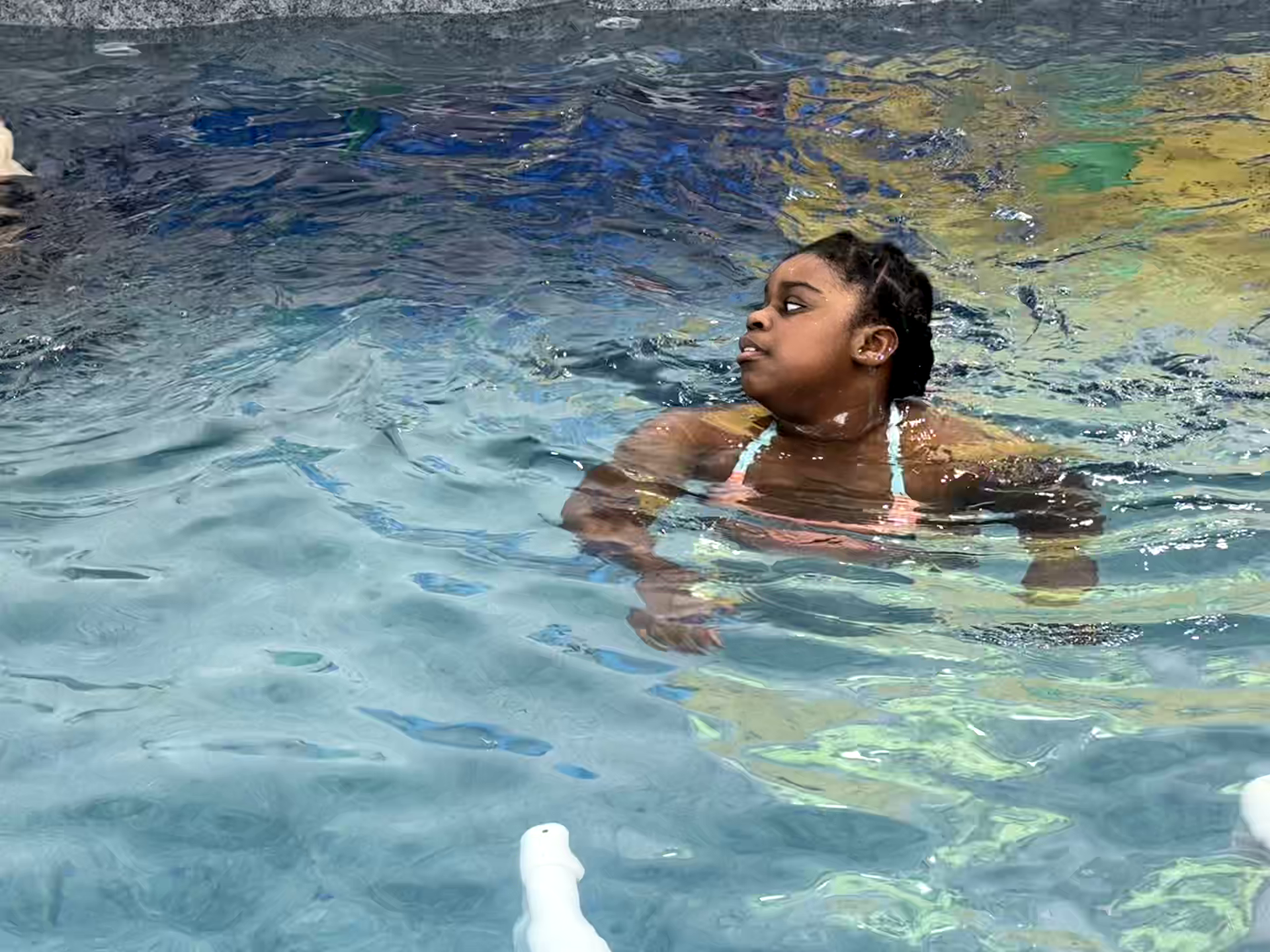 A picture of a special needs swimmer from Thistledown Swim Academy